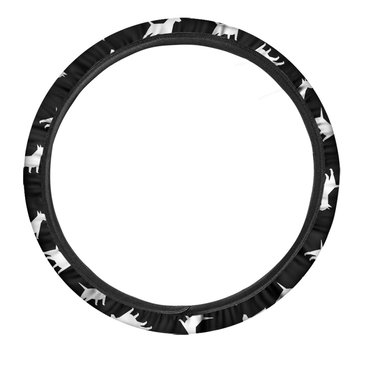 Bull Terrier Black Print Pattern Car Steering Wheel Cover-grizzshop