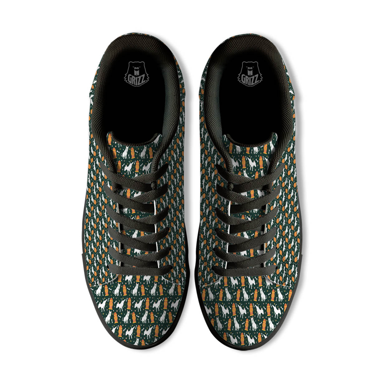 Bull Terrier Cartoon Print Pattern Black Low Top Sneakers-grizzshop