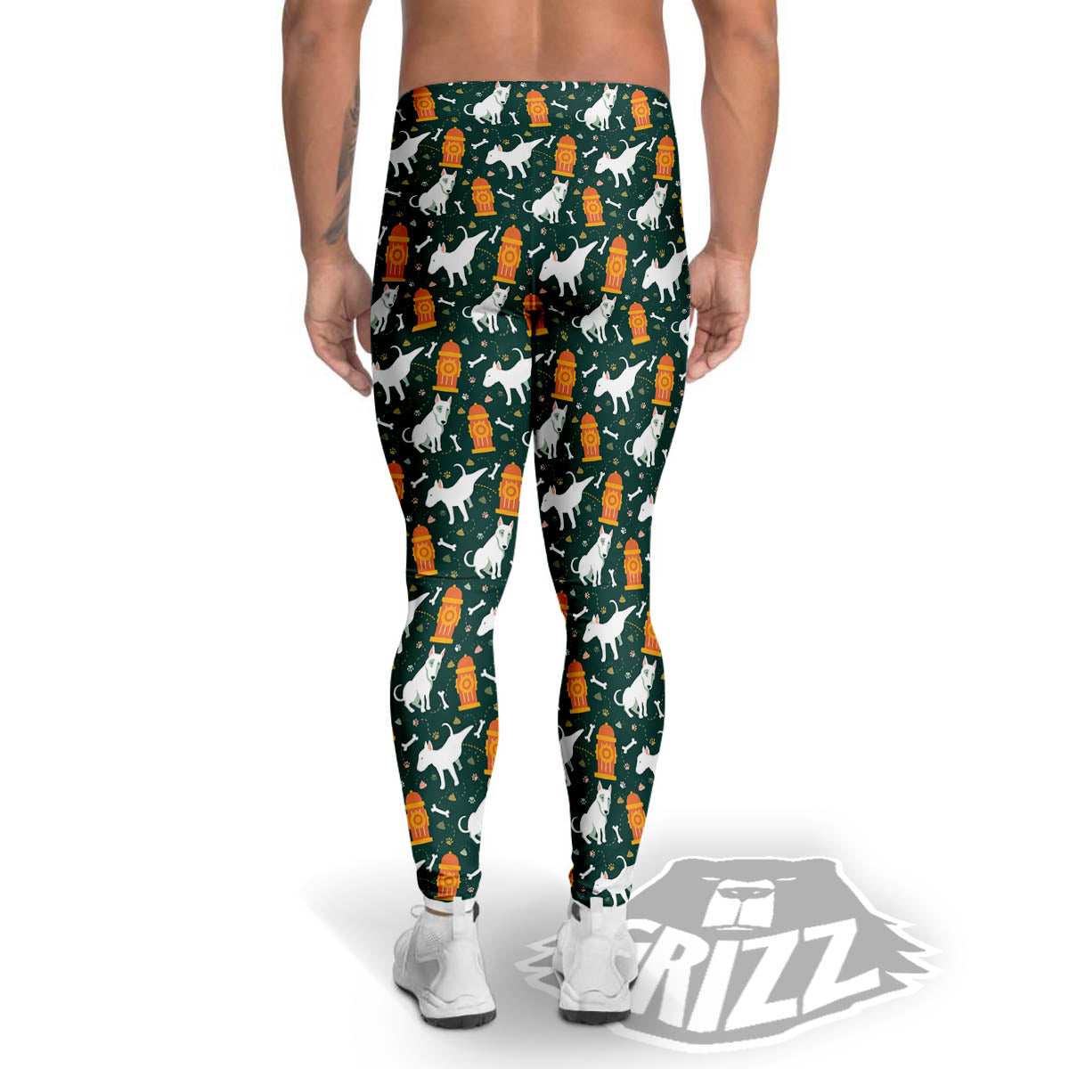 Bull Terrier Cartoon Print Pattern Men's Leggings-grizzshop