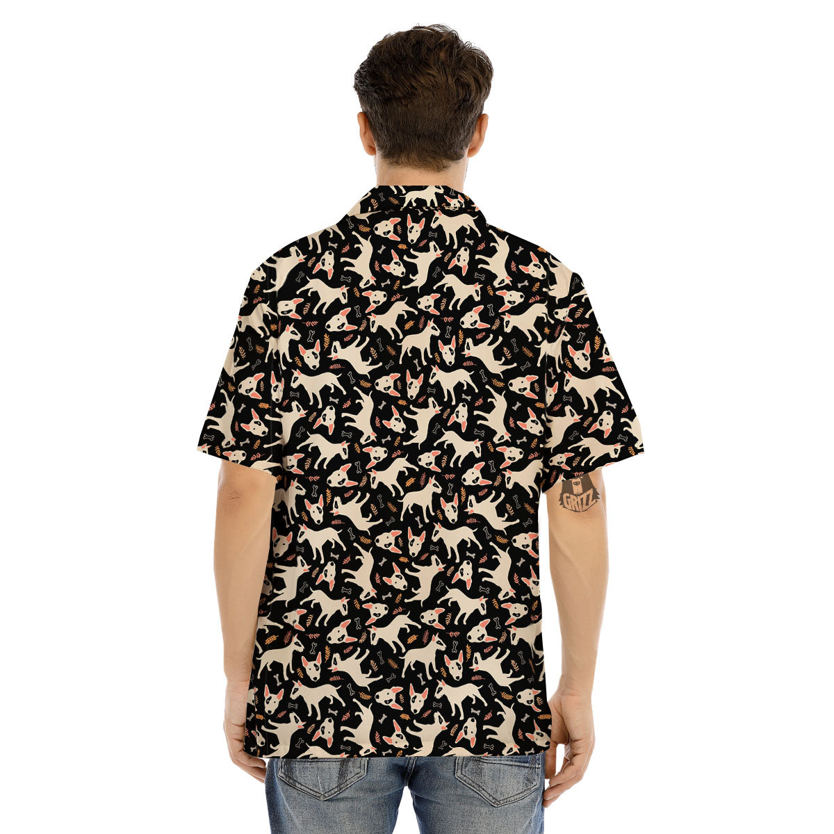 Bull Terrier Doodle Print Pattern Men's Hawaiian Shirt-grizzshop