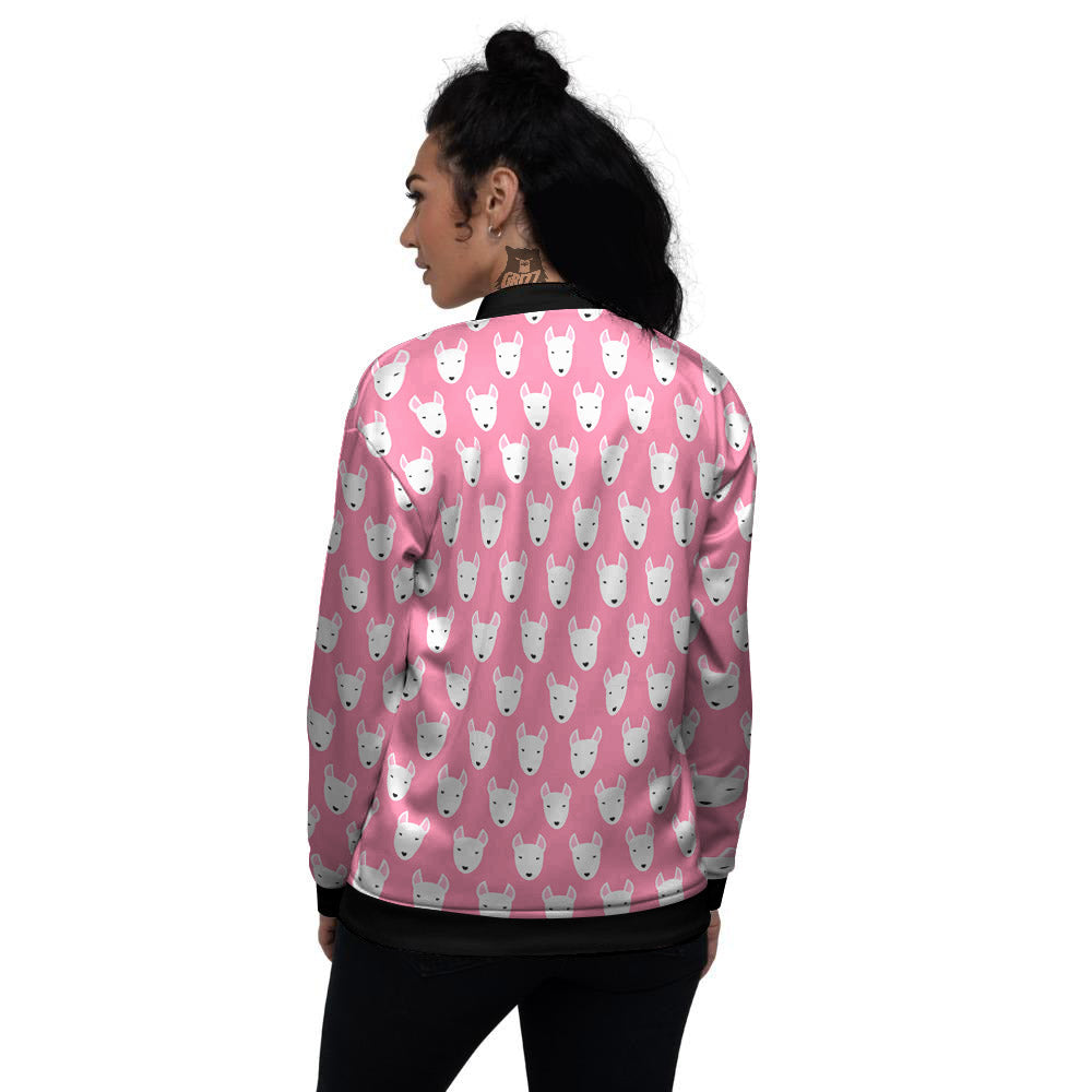Bull Terrier Faces Cute Print Pattern Women's Bomber Jacket-grizzshop