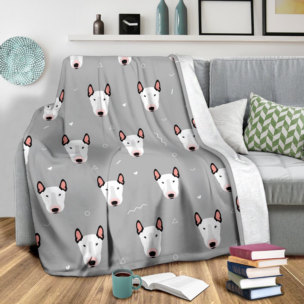 Bull Terrier Glay Pattern Print Blanket-grizzshop