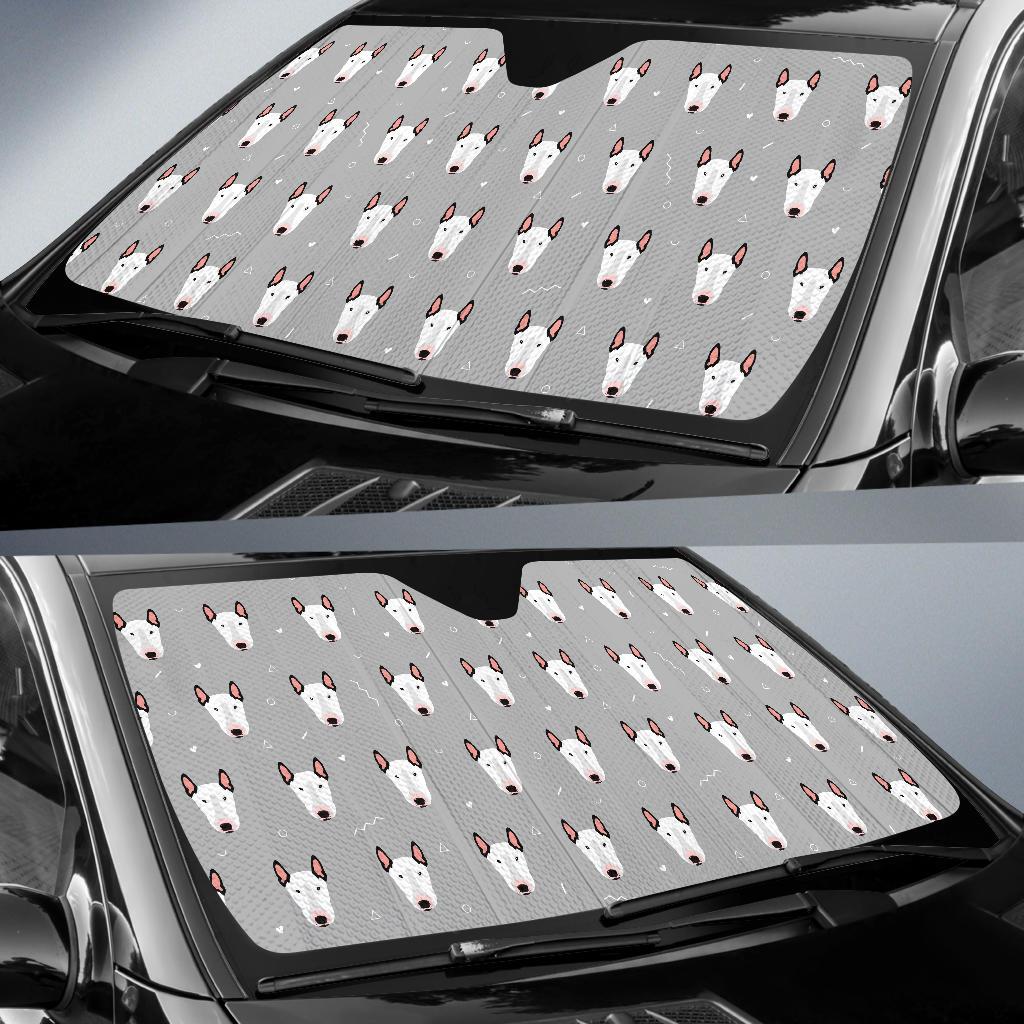 Bull Terrier Glay Pattern Print Car Sun Shade-grizzshop