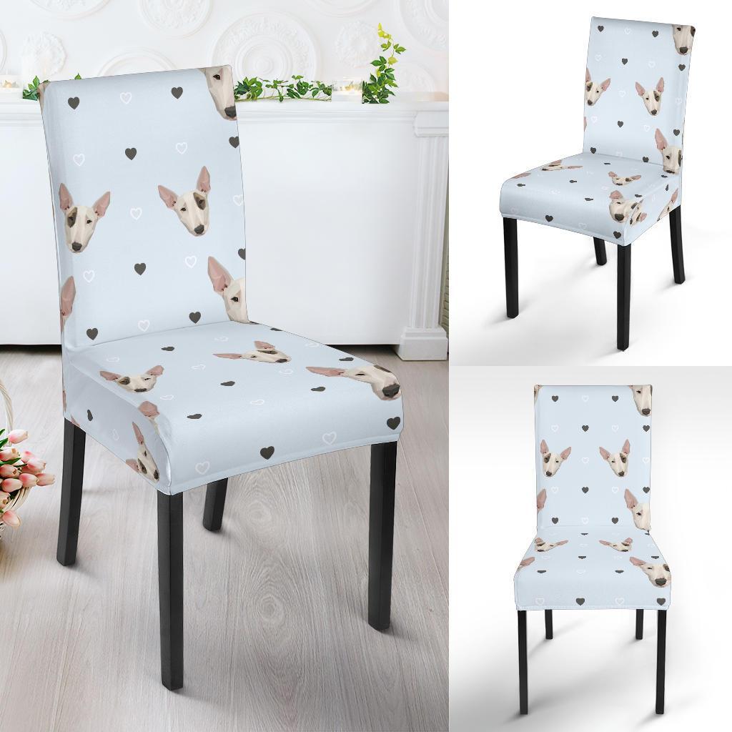 Bull Terrier Heart Pattern Print Chair Cover-grizzshop