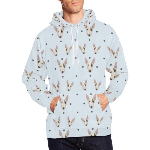 Bull Terrier Heart Pattern Print Men Pullover Hoodie-grizzshop
