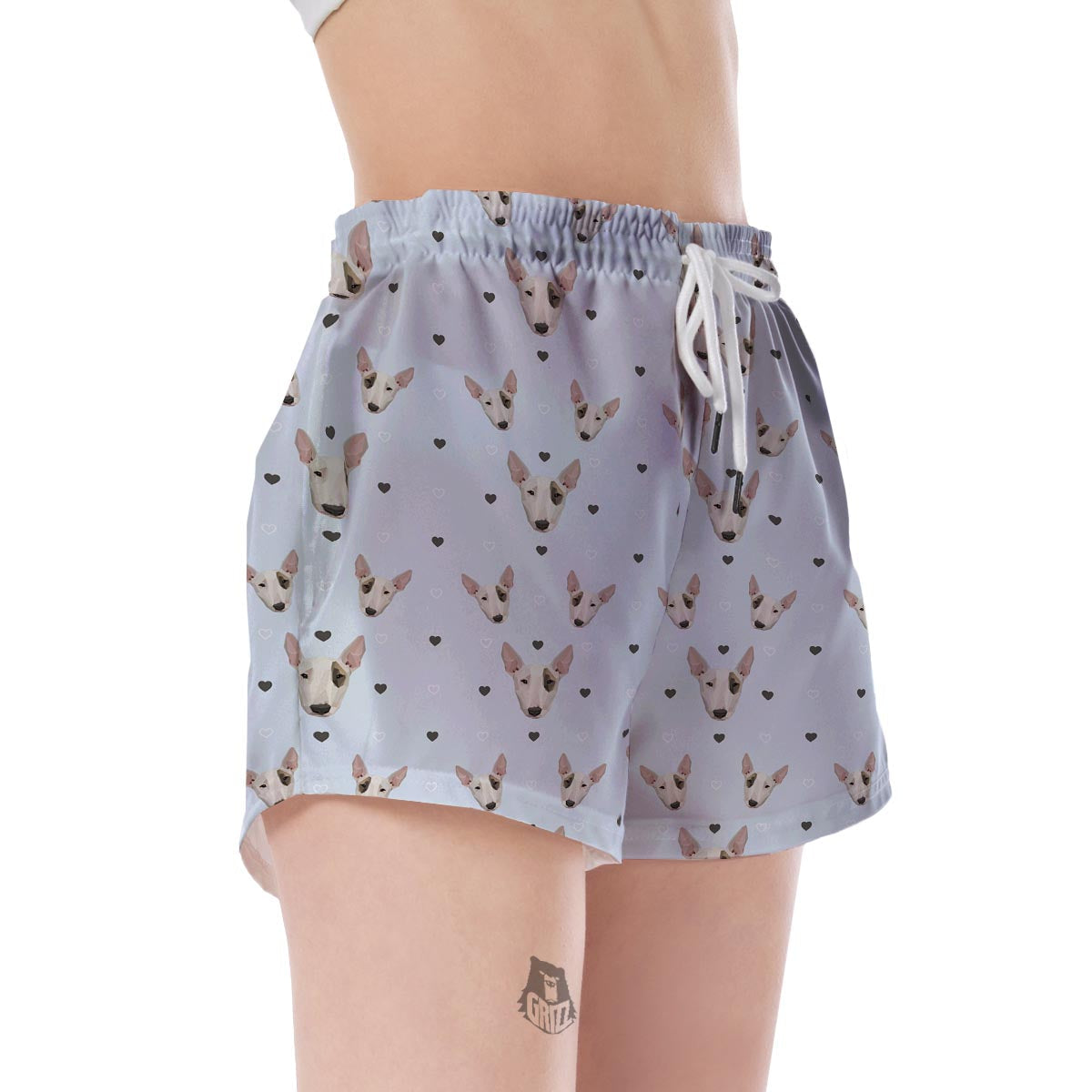Bull Terrier Heart Pattern Print Women's Shorts-grizzshop