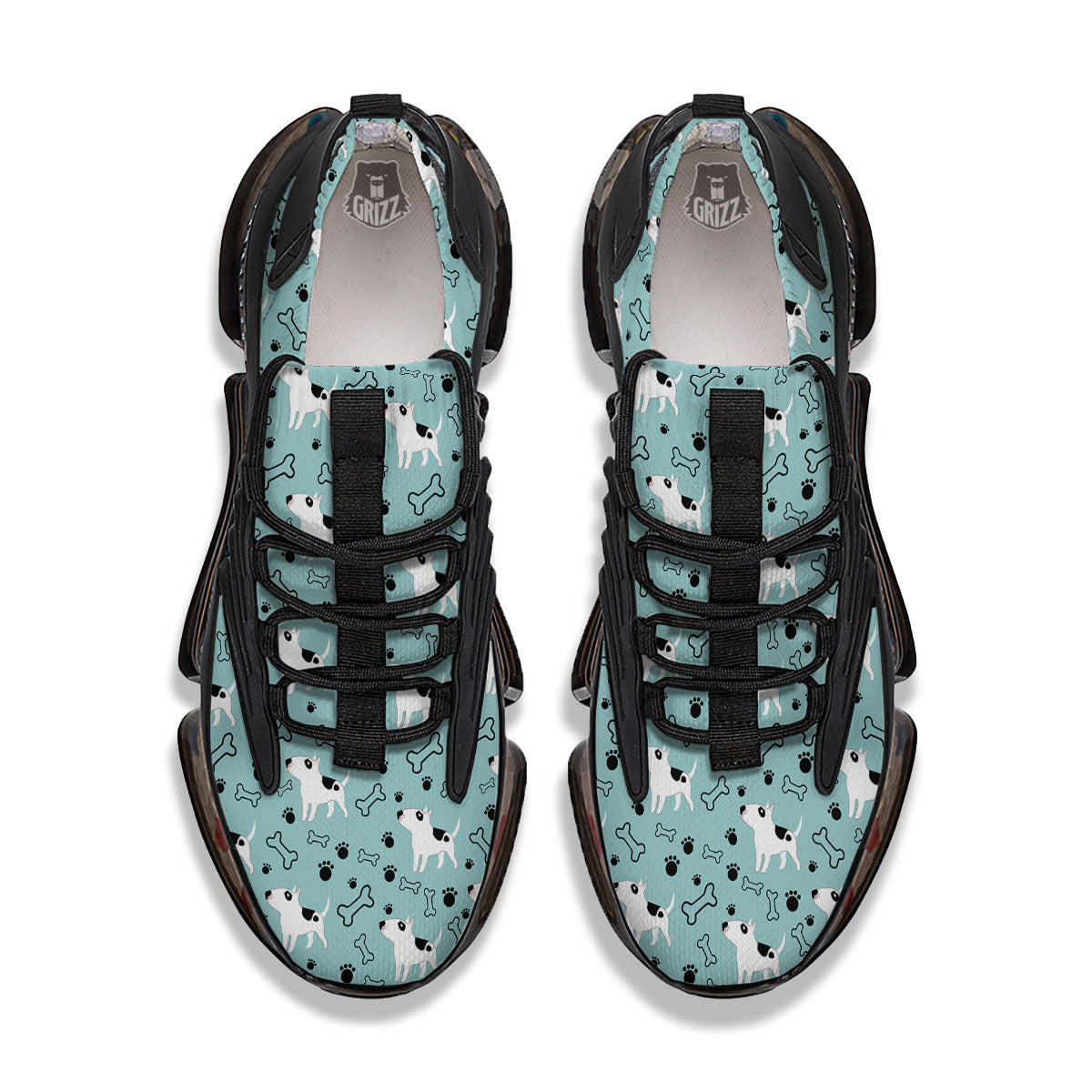 Bull Terrier Laurel Green Print Pattern Black Gym Shoes-grizzshop