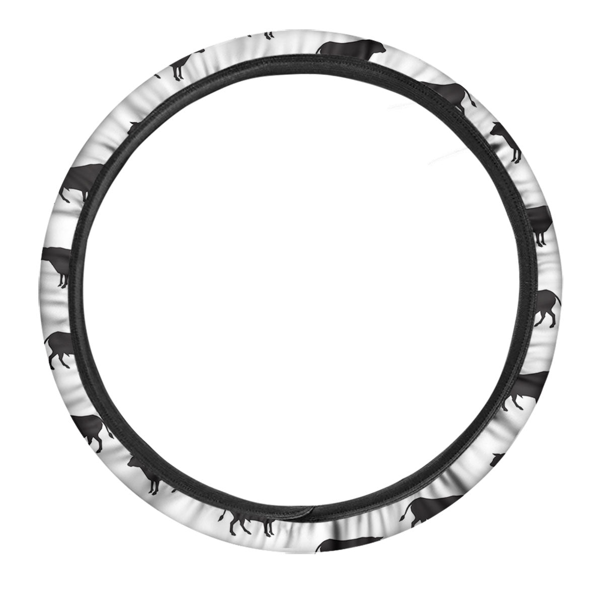 Bull White And Black Print Pattern Car Steering Wheel Cover-grizzshop