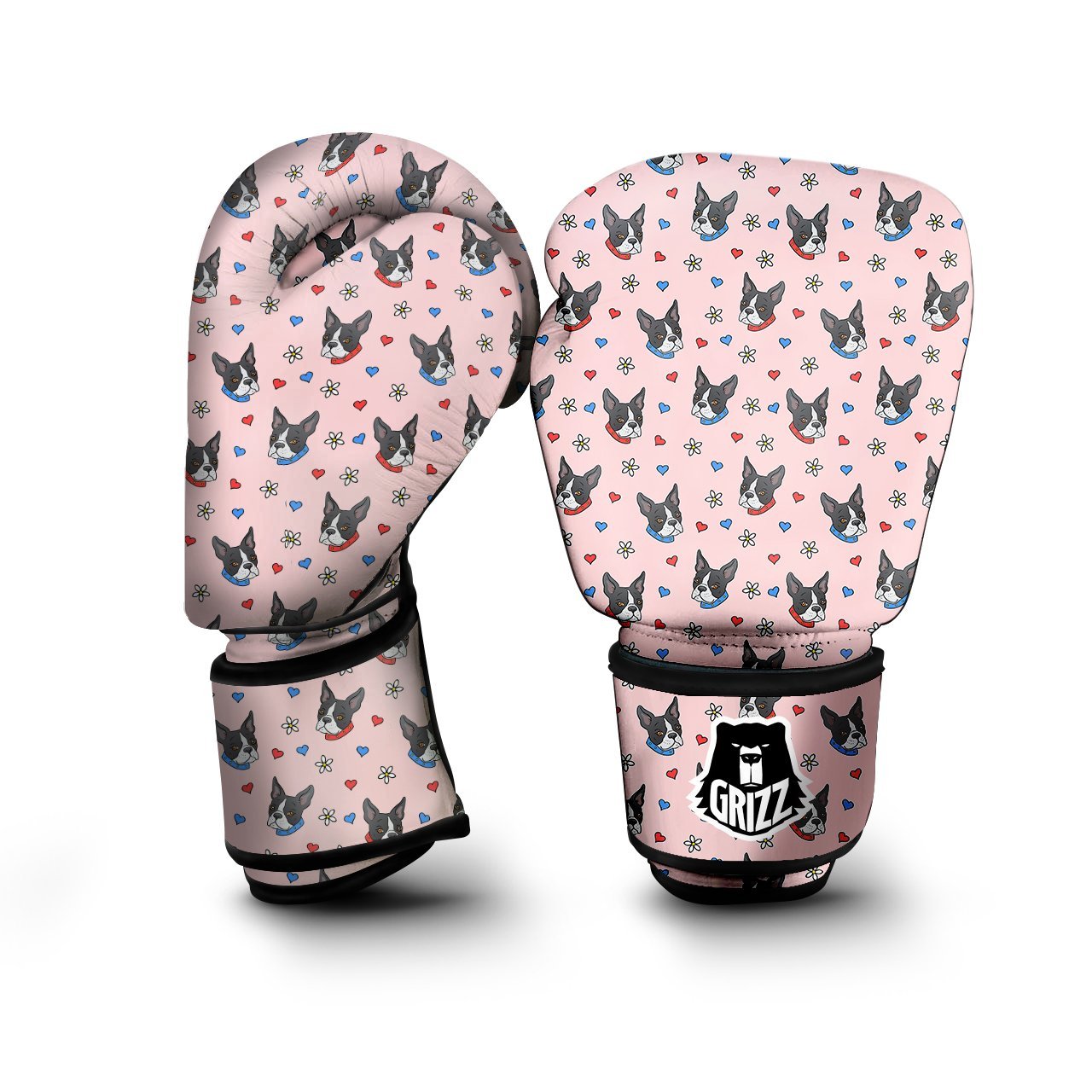 Bull Terrier Pink Print Pattern Boxing Gloves-grizzshop