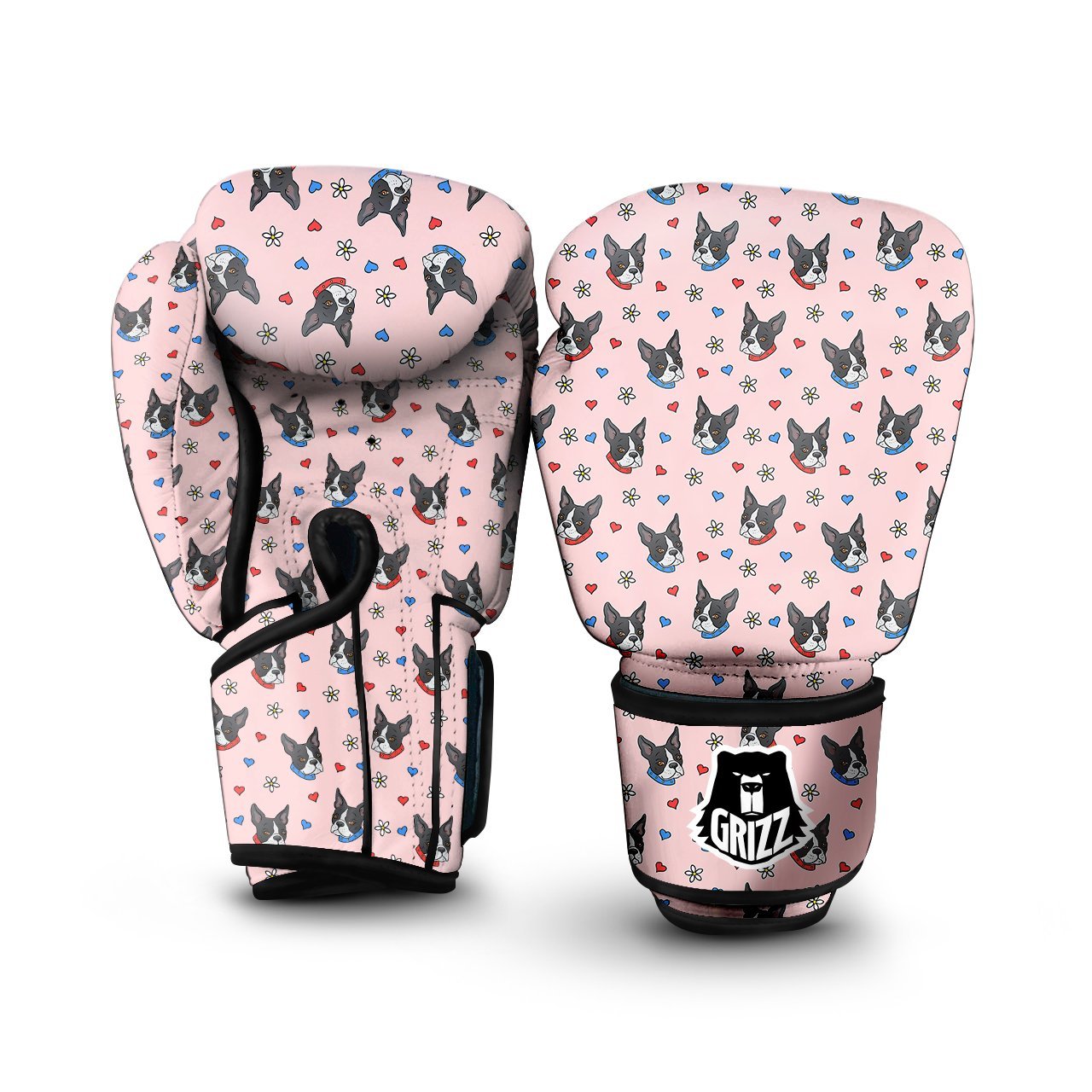 Bull Terrier Pink Print Pattern Boxing Gloves-grizzshop