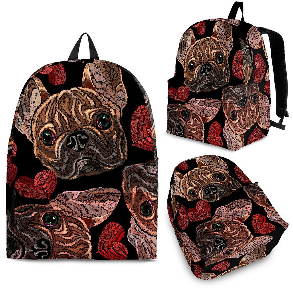Bulldog Crochet Pattern Print Backpack-grizzshop