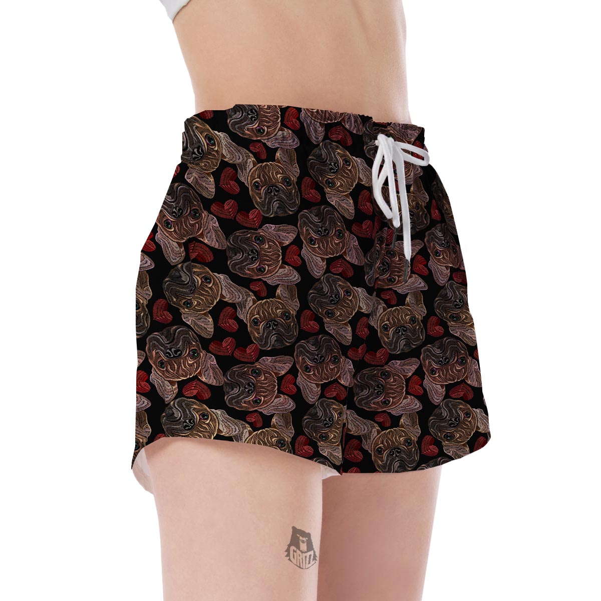 Bulldog Crochet Pattern Print Women's Shorts-grizzshop