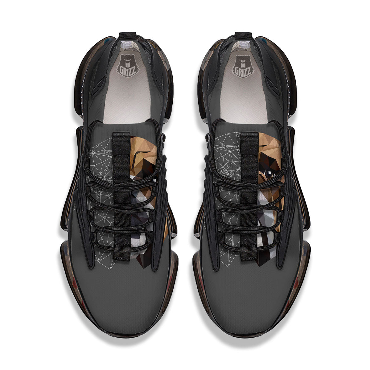 Bulldog Geometric English Print Black Gym Shoes-grizzshop