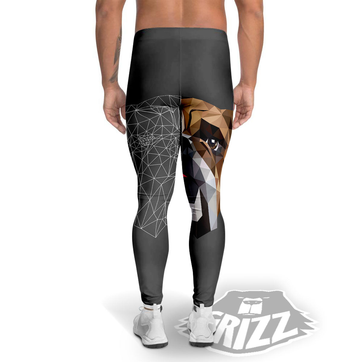 Bulldog Geometric English Print Men's Leggings-grizzshop