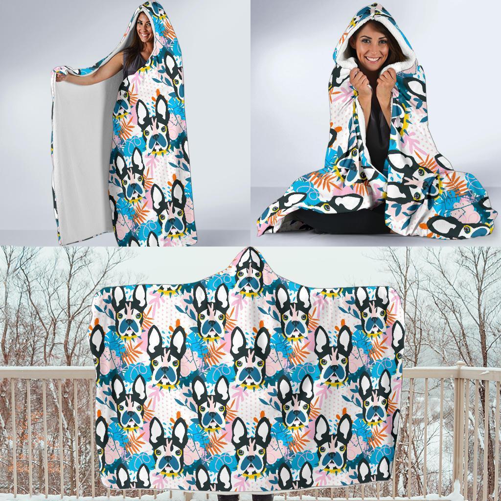 Bulldog Paint Pattern Print Hooded Blanket-grizzshop
