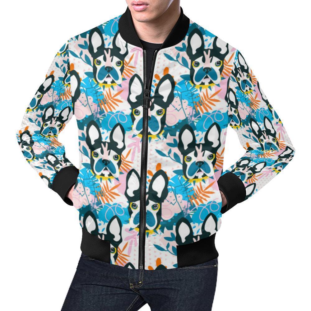 Bulldog Paint Pattern Print Men's Bomber Jacket-grizzshop
