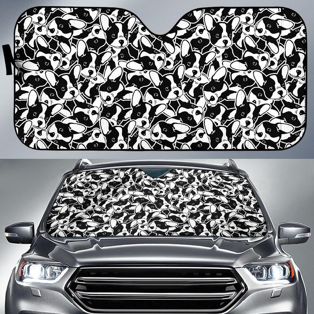 Bulldog Pattern Print Car Sun Shade-grizzshop