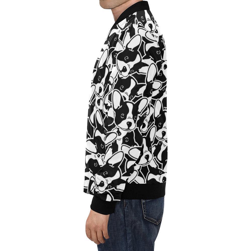 Bulldog Pattern Print Men's Bomber Jacket-grizzshop