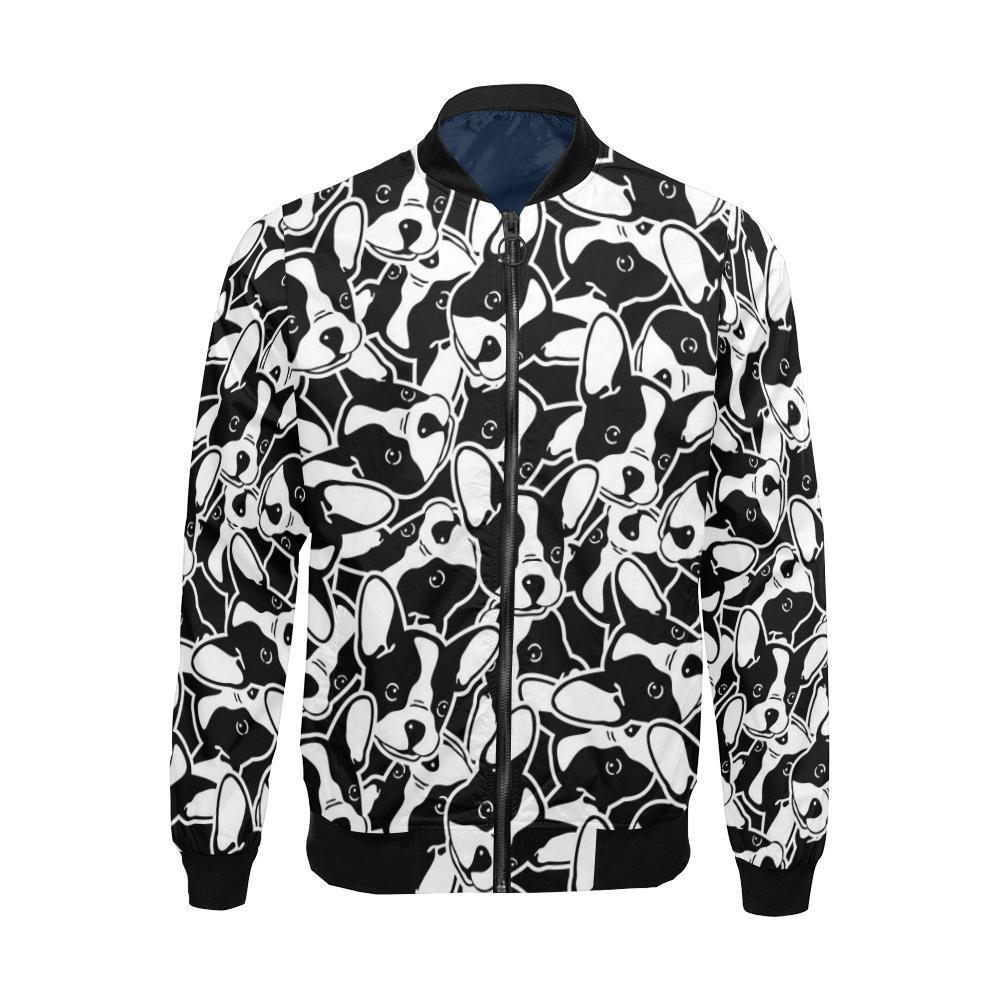Bulldog Pattern Print Men's Bomber Jacket-grizzshop