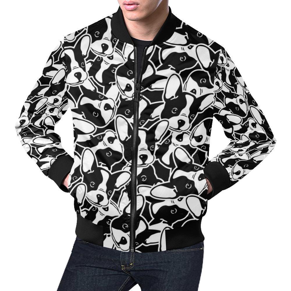 Bulldog Pattern Print Men's Bomber Jacket-grizzshop