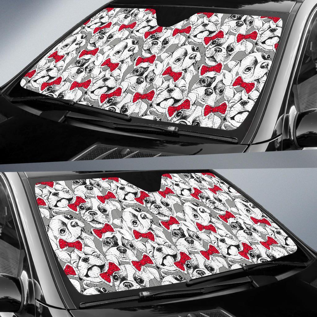 Bulldog Tuxedo Pattern Print Car Sun Shade-grizzshop