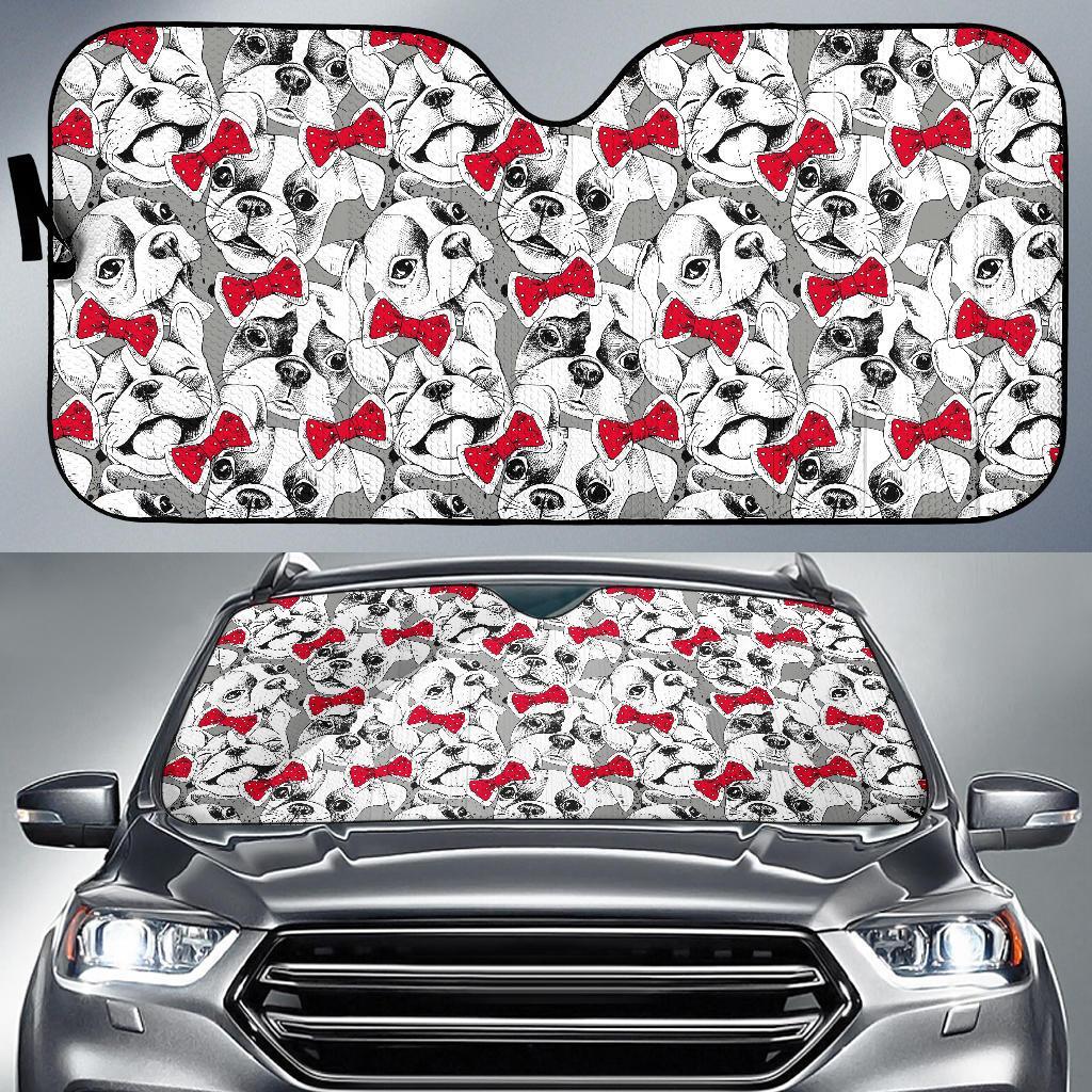 Bulldog Tuxedo Pattern Print Car Sun Shade-grizzshop