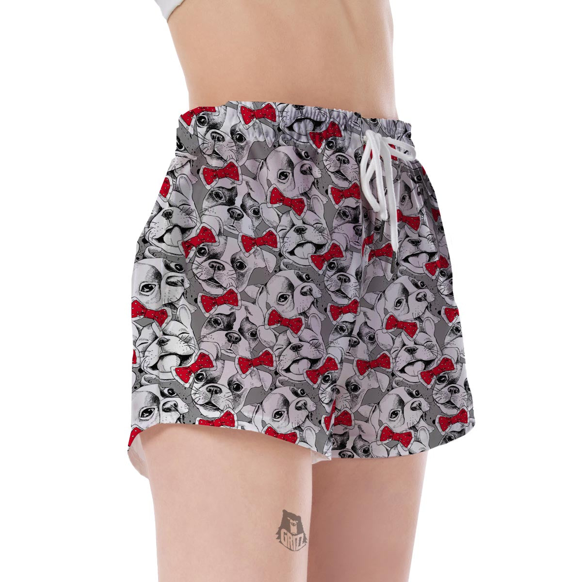 Bulldog Tuxedo Pattern Print Women's Shorts-grizzshop