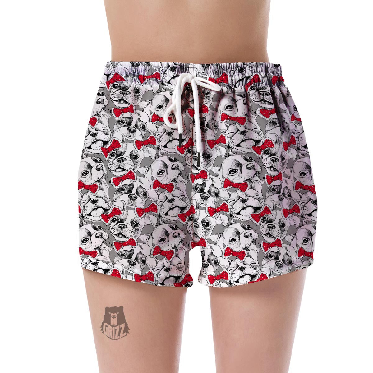 Bulldog Tuxedo Pattern Print Women's Shorts-grizzshop
