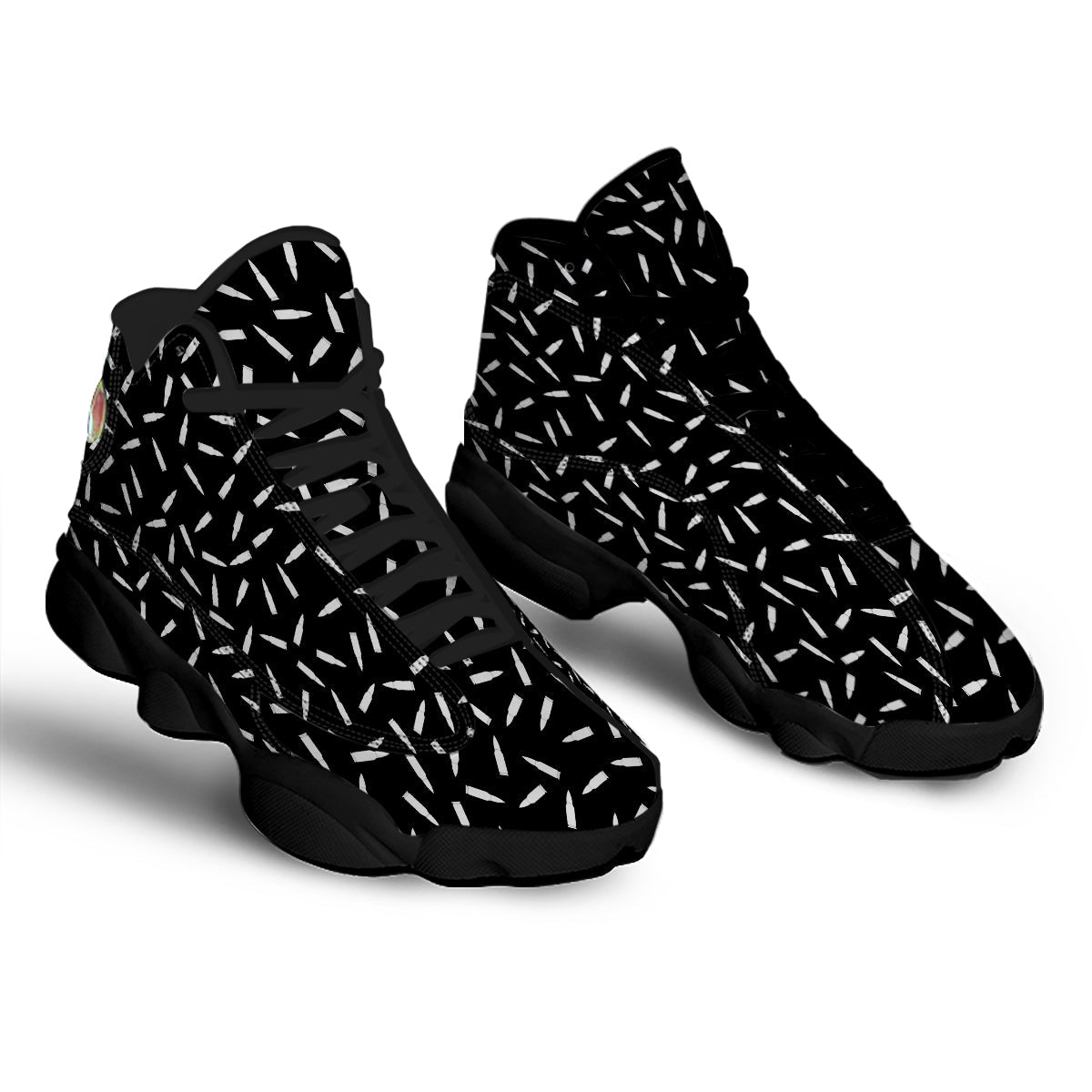 Bullet Gun White Print Pattern Black Basketball Shoes-grizzshop