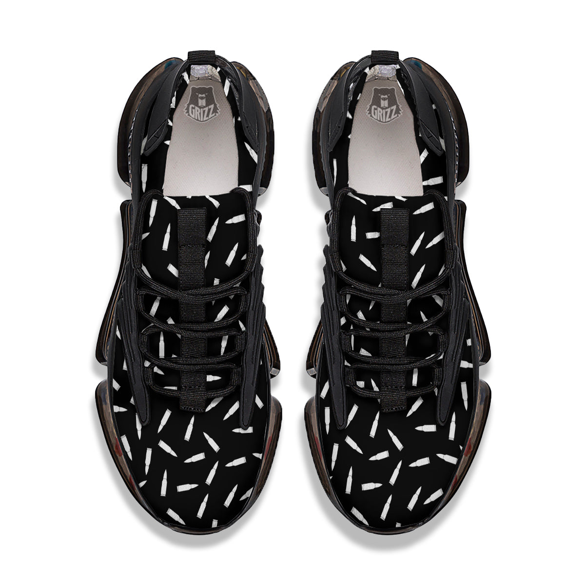 Bullet Gun White Print Pattern Black Gym Shoes-grizzshop