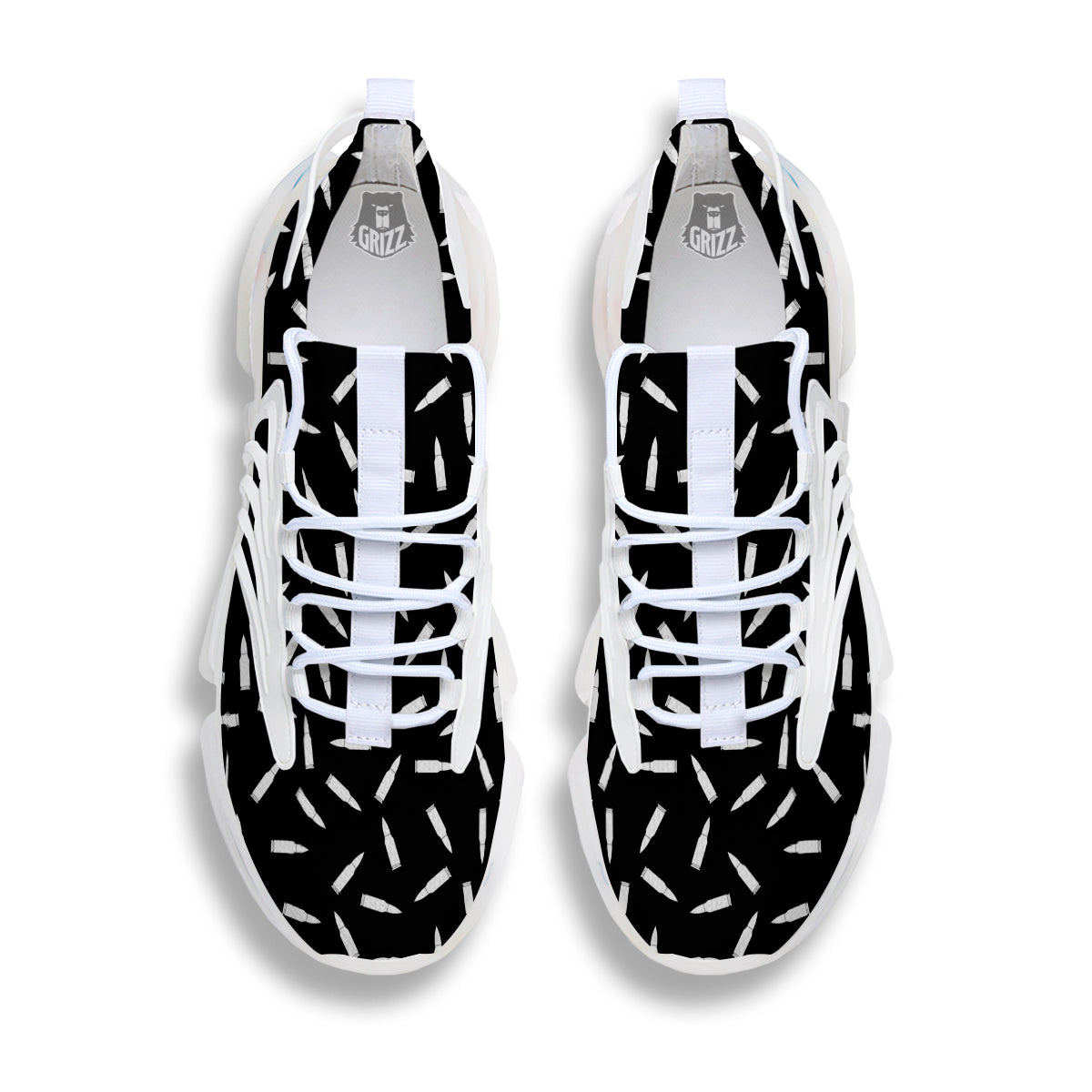Bullet Gun White Print Pattern White Gym Shoes-grizzshop