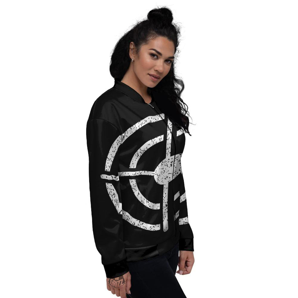 Bullseye Target Grunge Print Women's Bomber Jacket-grizzshop