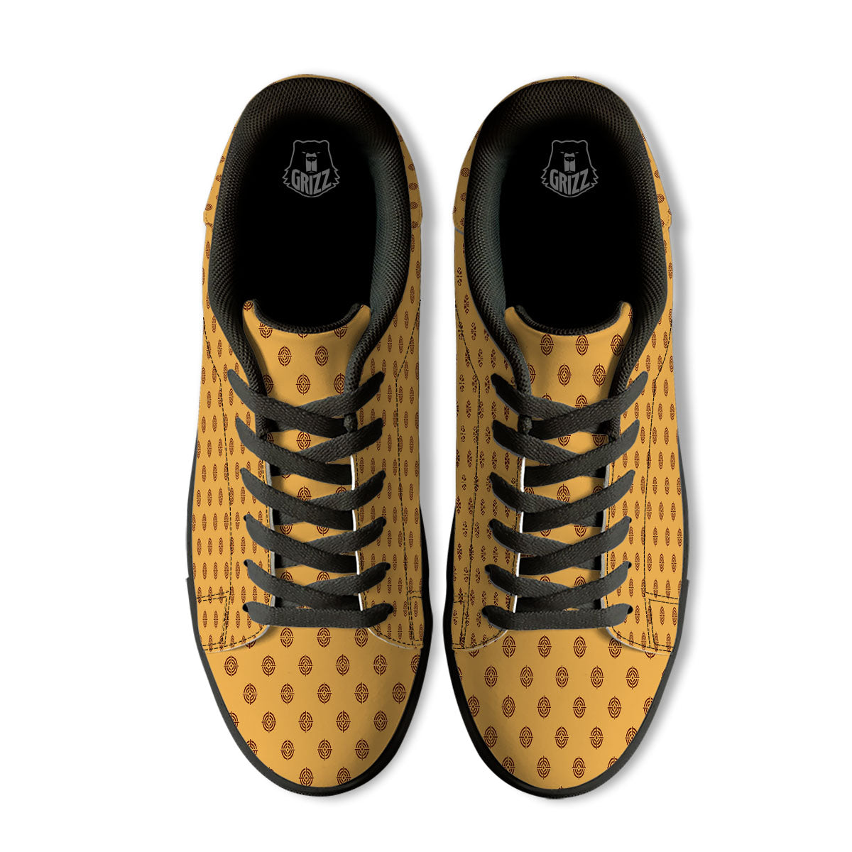 Bullseye Target Orange Print Pattern Black Low Top Sneakers-grizzshop