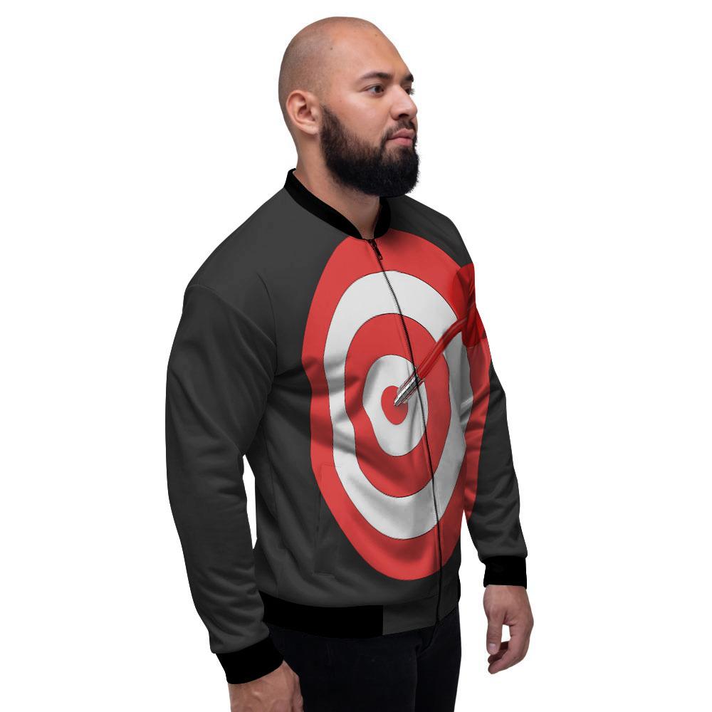 Bullseye Target White And Red Print Men's Bomber Jacket-grizzshop