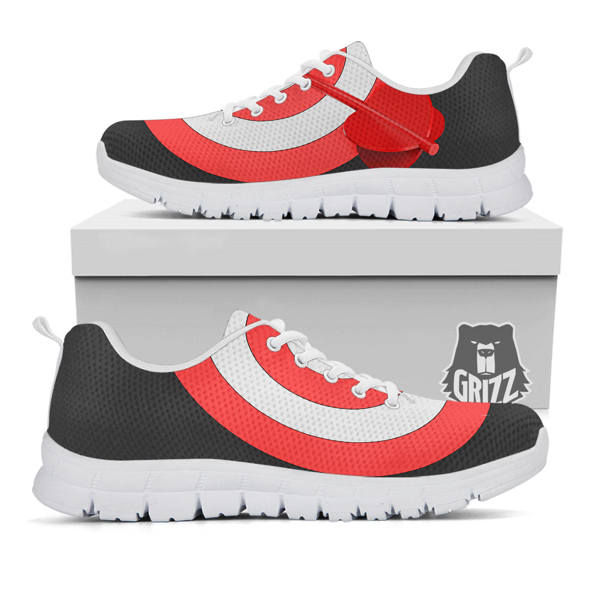Bullseye Target White And Red Print White Sneaker-grizzshop