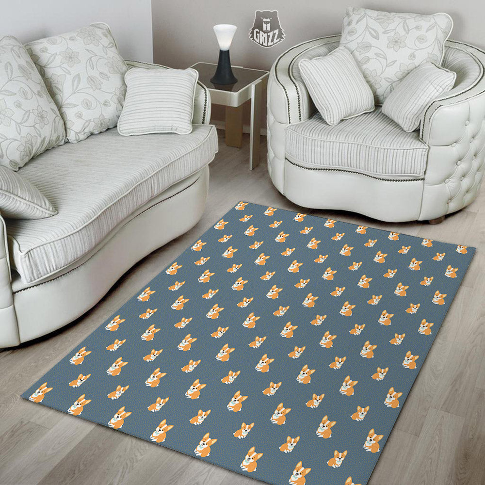 Bunny Corgi Print Pattern Floor Mat-grizzshop