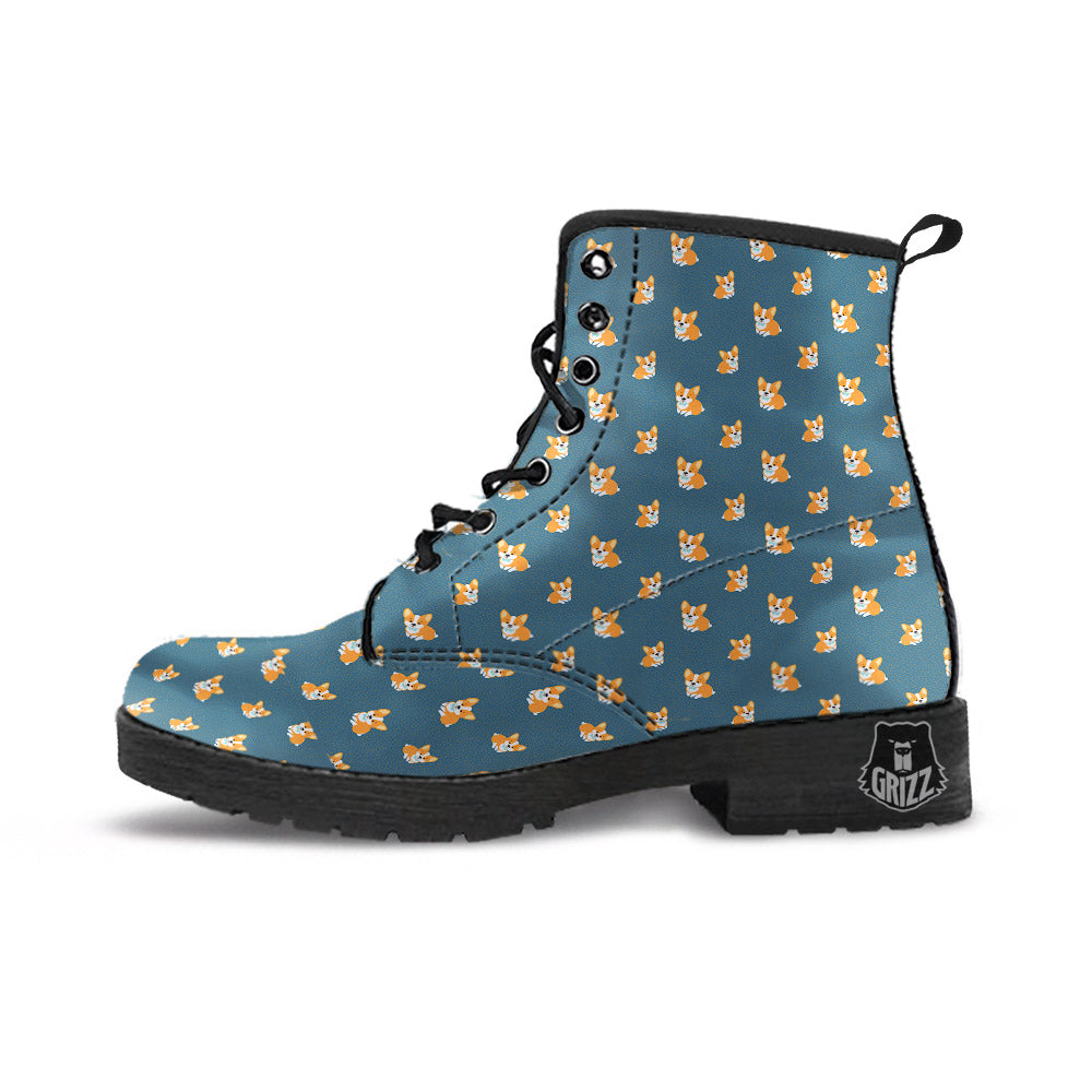 Bunny Corgi Print Pattern Leather Boots-grizzshop
