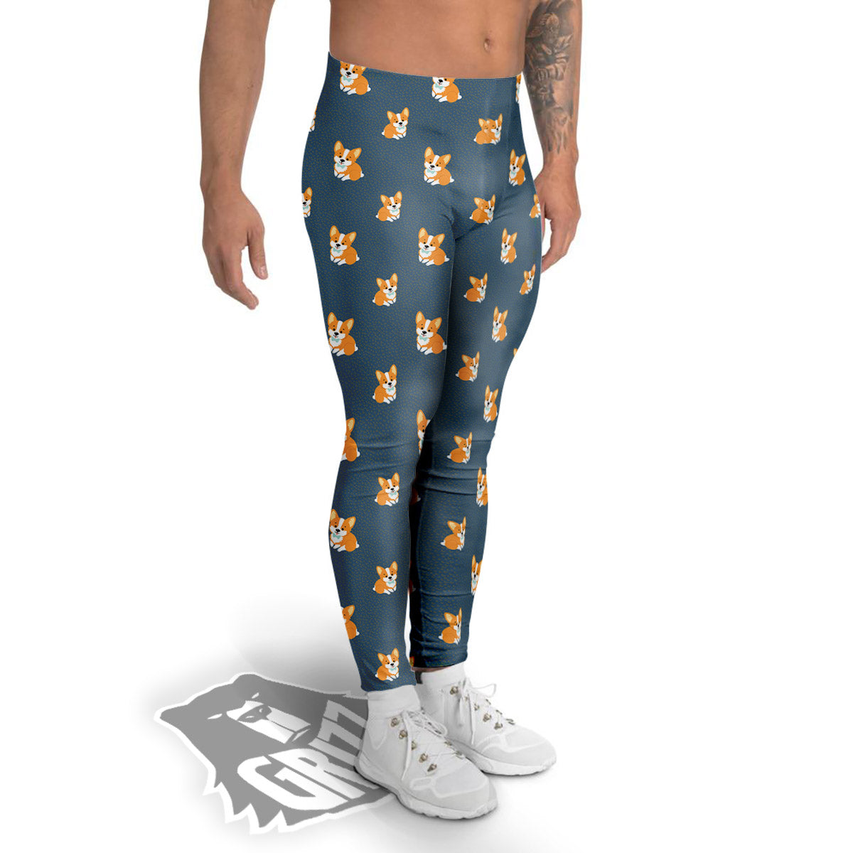 Bunny Corgi Print Pattern Men's Leggings-grizzshop