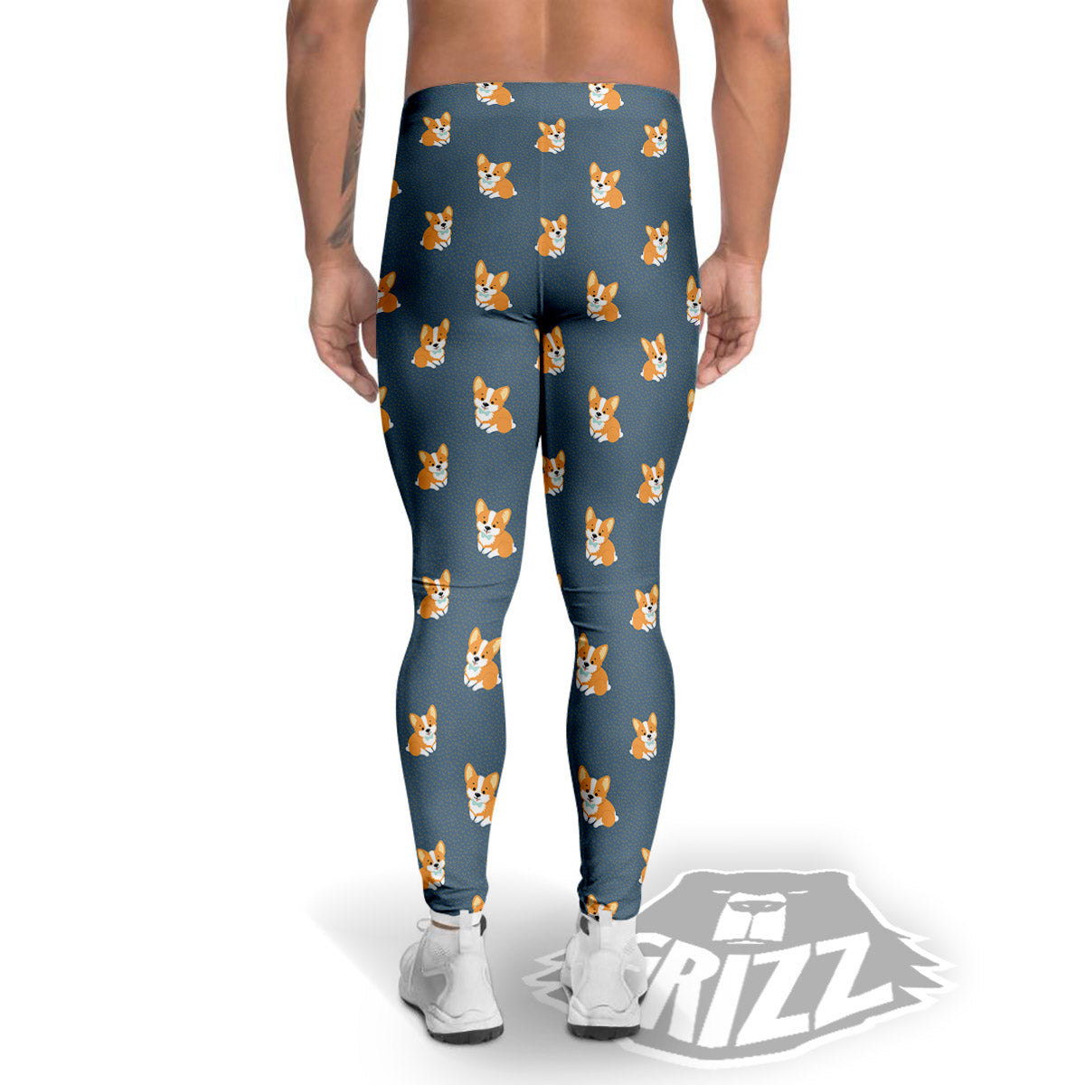 Bunny Corgi Print Pattern Men's Leggings-grizzshop