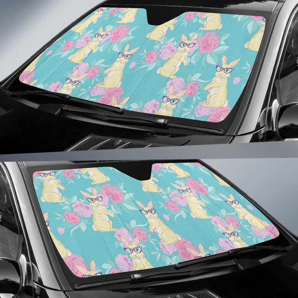 Bunny Rabbit Print Pattern Car Sun Shade-grizzshop