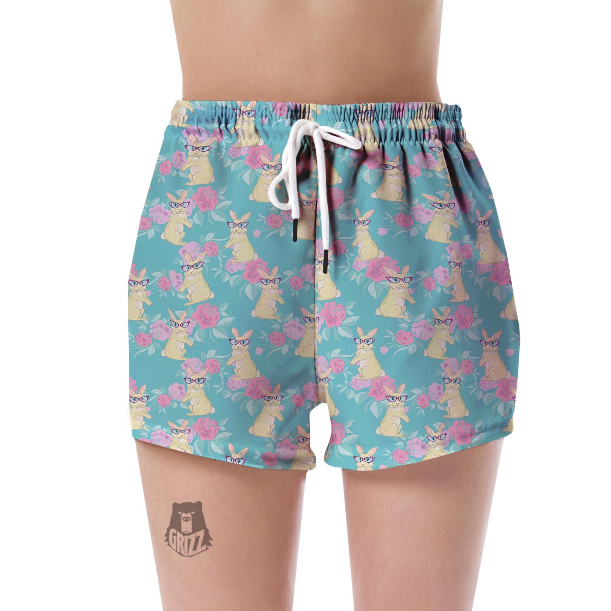 Bunny Rabbit Print Pattern Women's Shorts-grizzshop