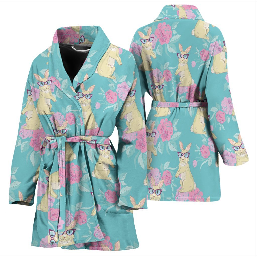 Bunny Rabbit Print Pattern Pattern Print Women Long Robe-grizzshop