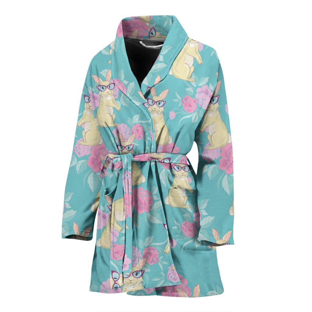Bunny Rabbit Print Pattern Pattern Print Women Long Robe-grizzshop
