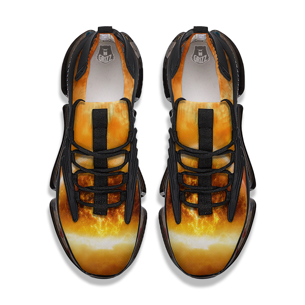 Burning Apocalyptic Planet Earth Print Black Gym Shoes-grizzshop