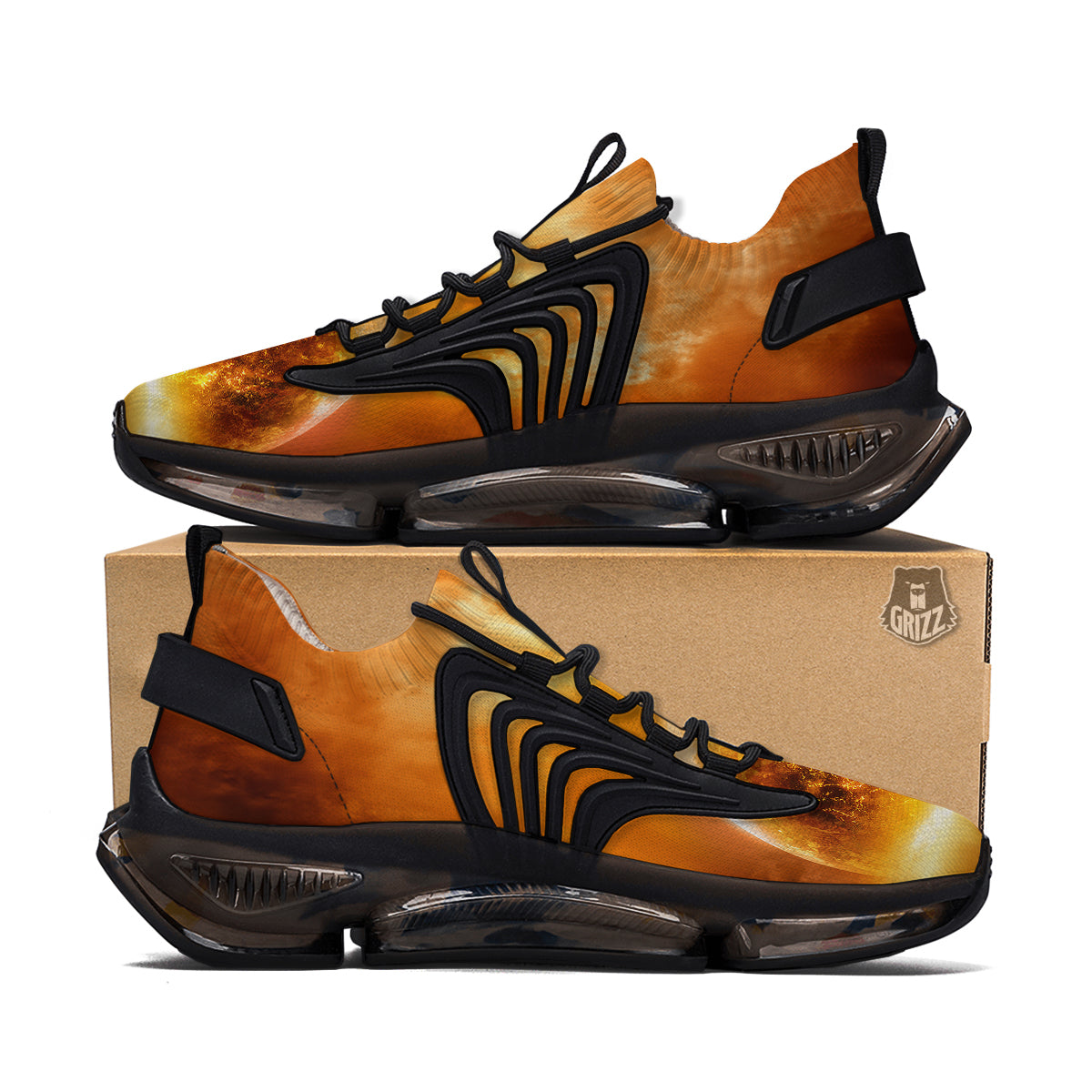 Burning Apocalyptic Planet Earth Print Black Gym Shoes-grizzshop