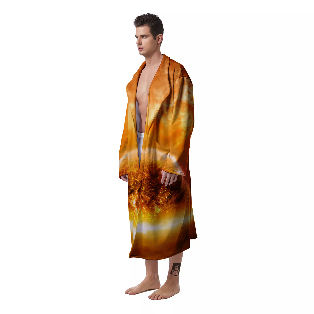Burning Apocalyptic Planet Earth Print Men's Robe-grizzshop