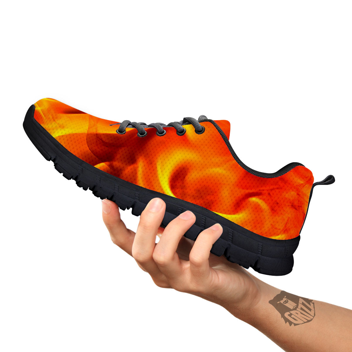 Burning Fire Flame Print Black Sneaker-grizzshop