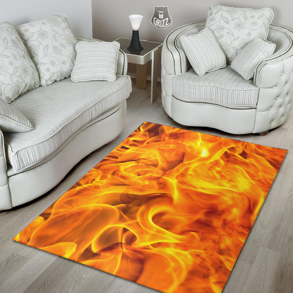 Burning Fire Flame Print Floor Mat-grizzshop