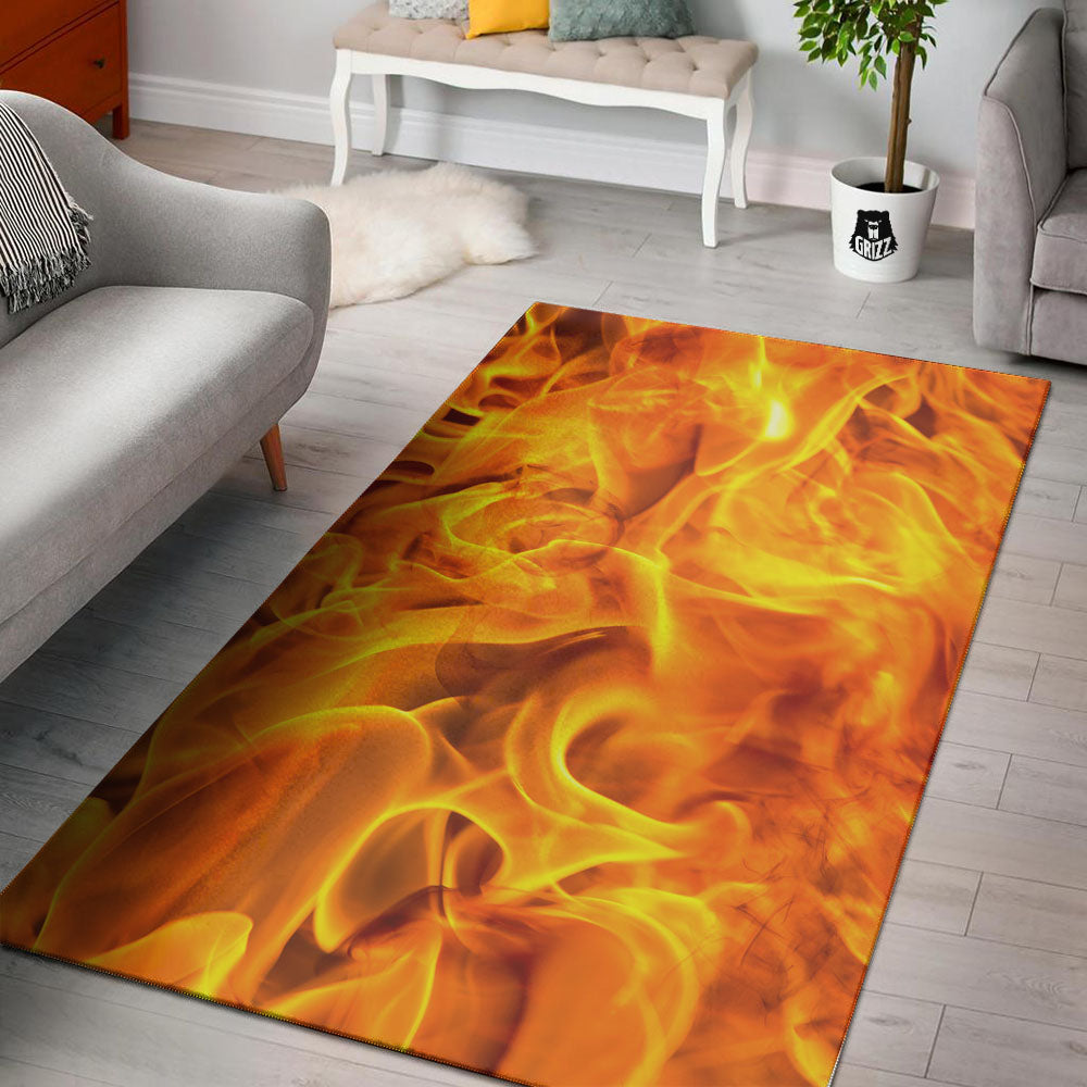 Burning Fire Flame Print Floor Mat-grizzshop