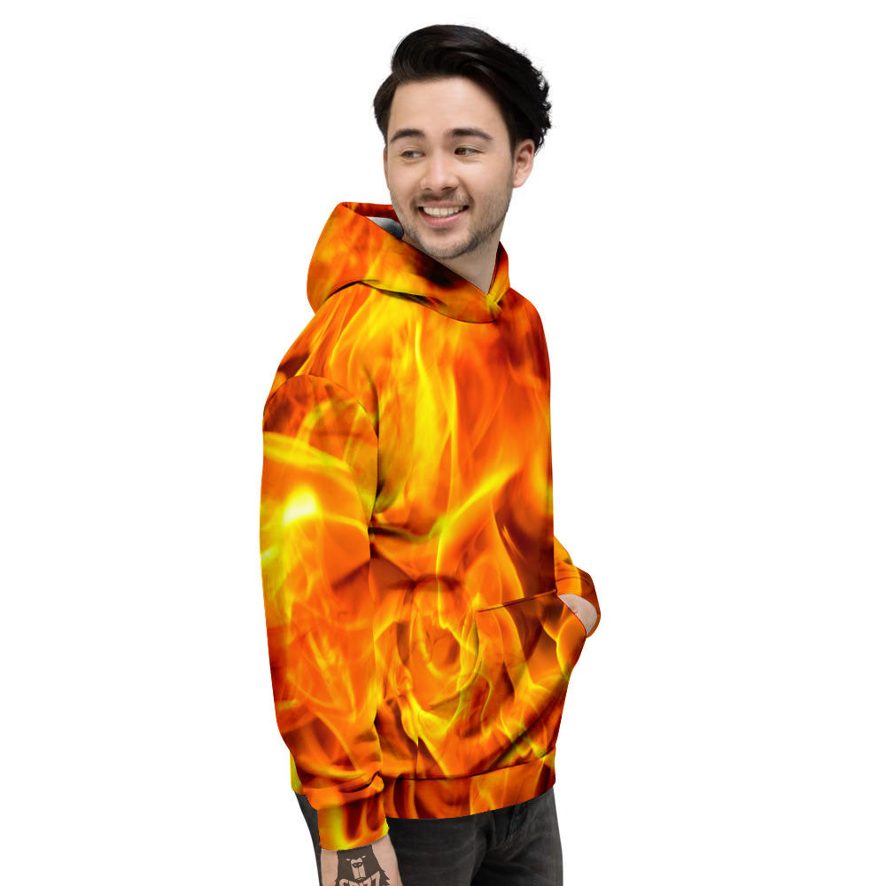 Burning Fire Flame Print Men's Hoodie-grizzshop